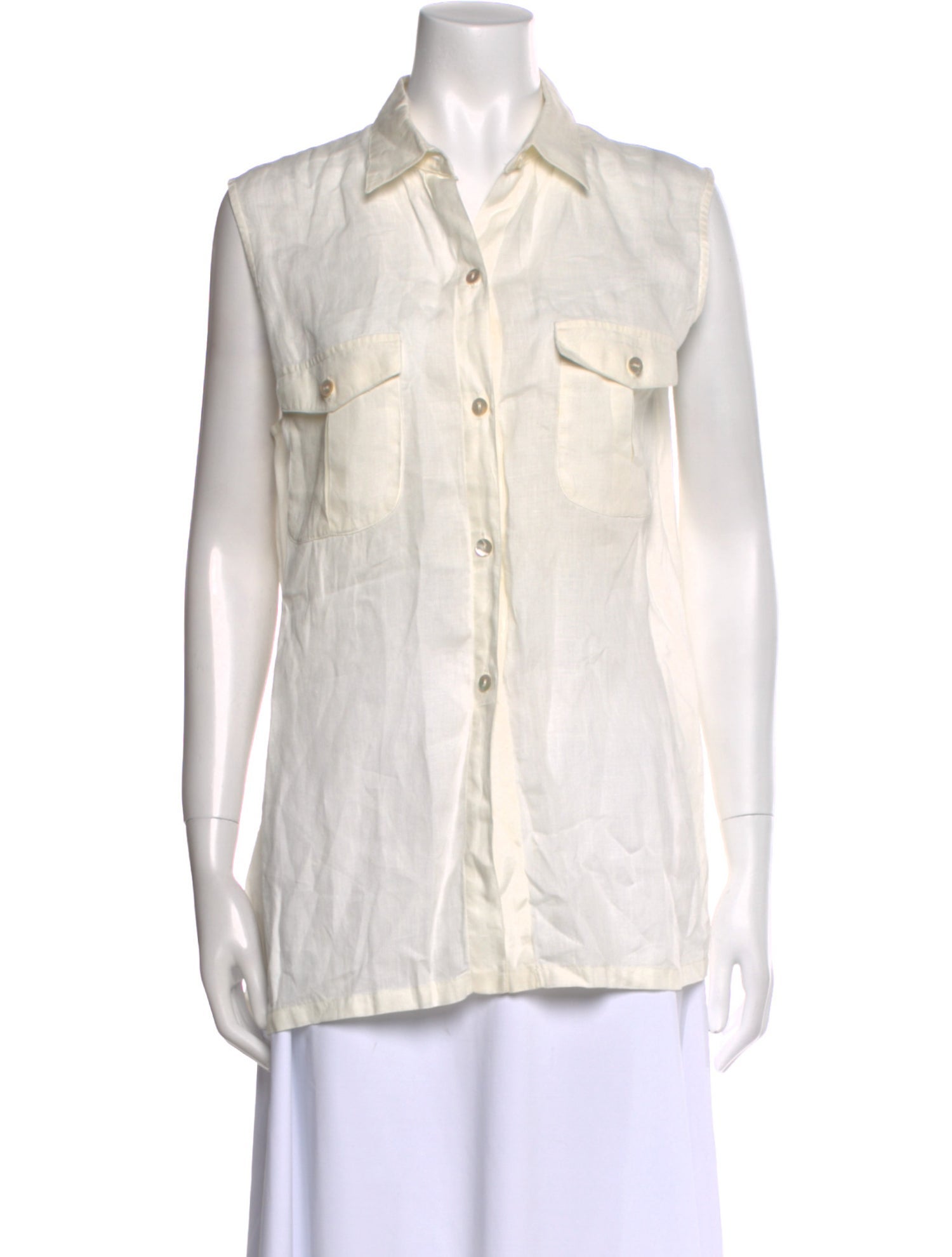 Max Mara Linen Sleeveless Button-Up Top