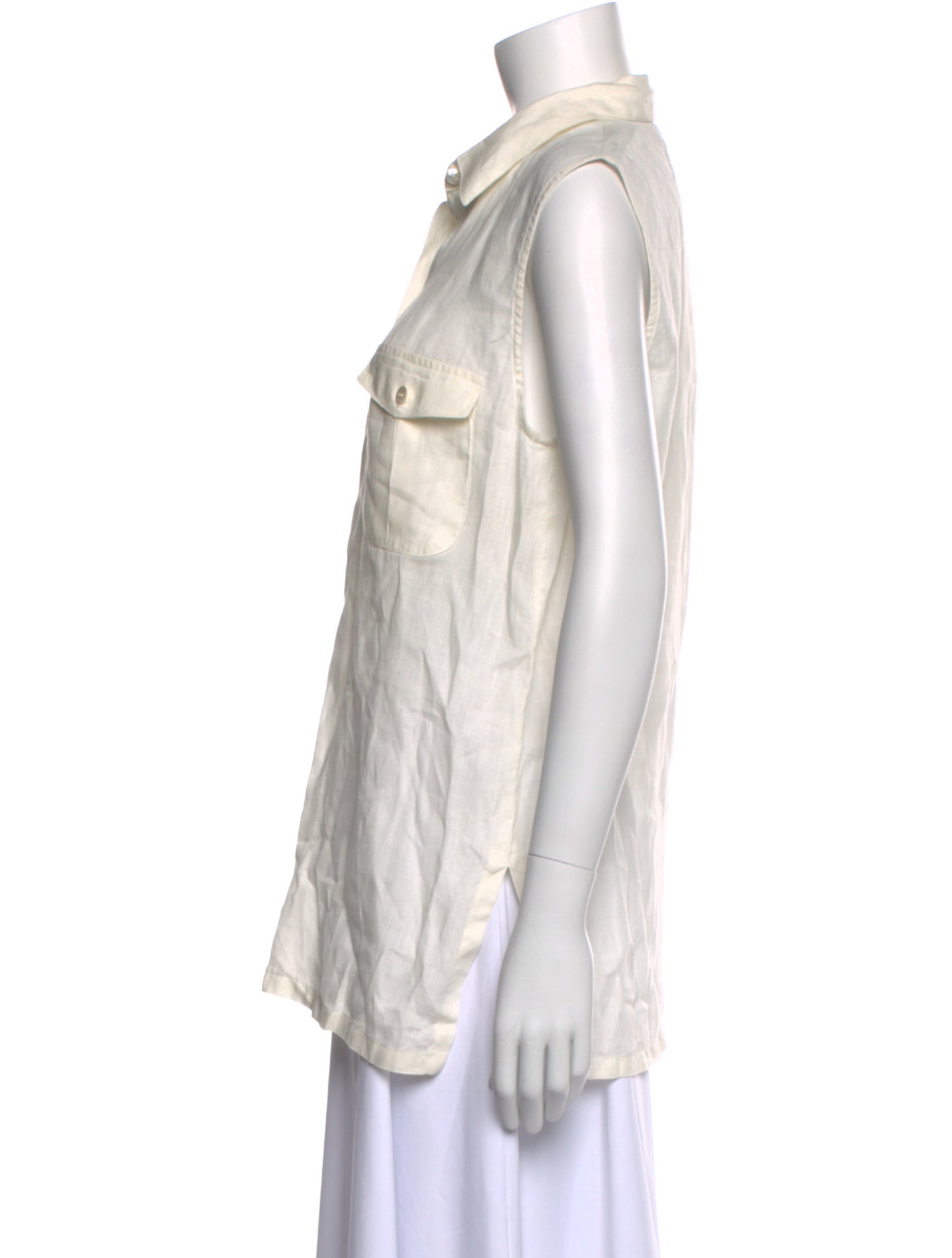 Max Mara Linen Sleeveless Button-Up Top