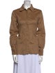 Max Mara Camel Hair Long Sleeve Button-Up Top