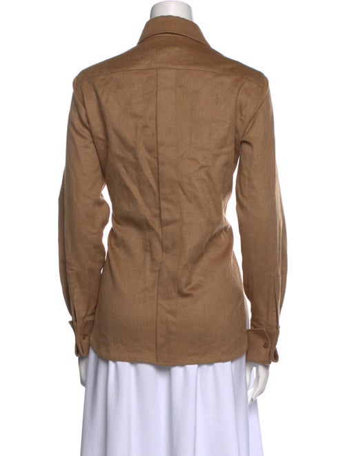 Max Mara Camel Hair Long Sleeve Button-Up Top