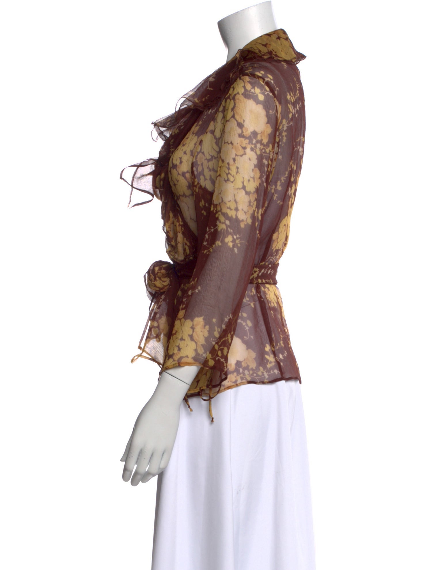 Max Mara Floral Print V-Neck Blouse