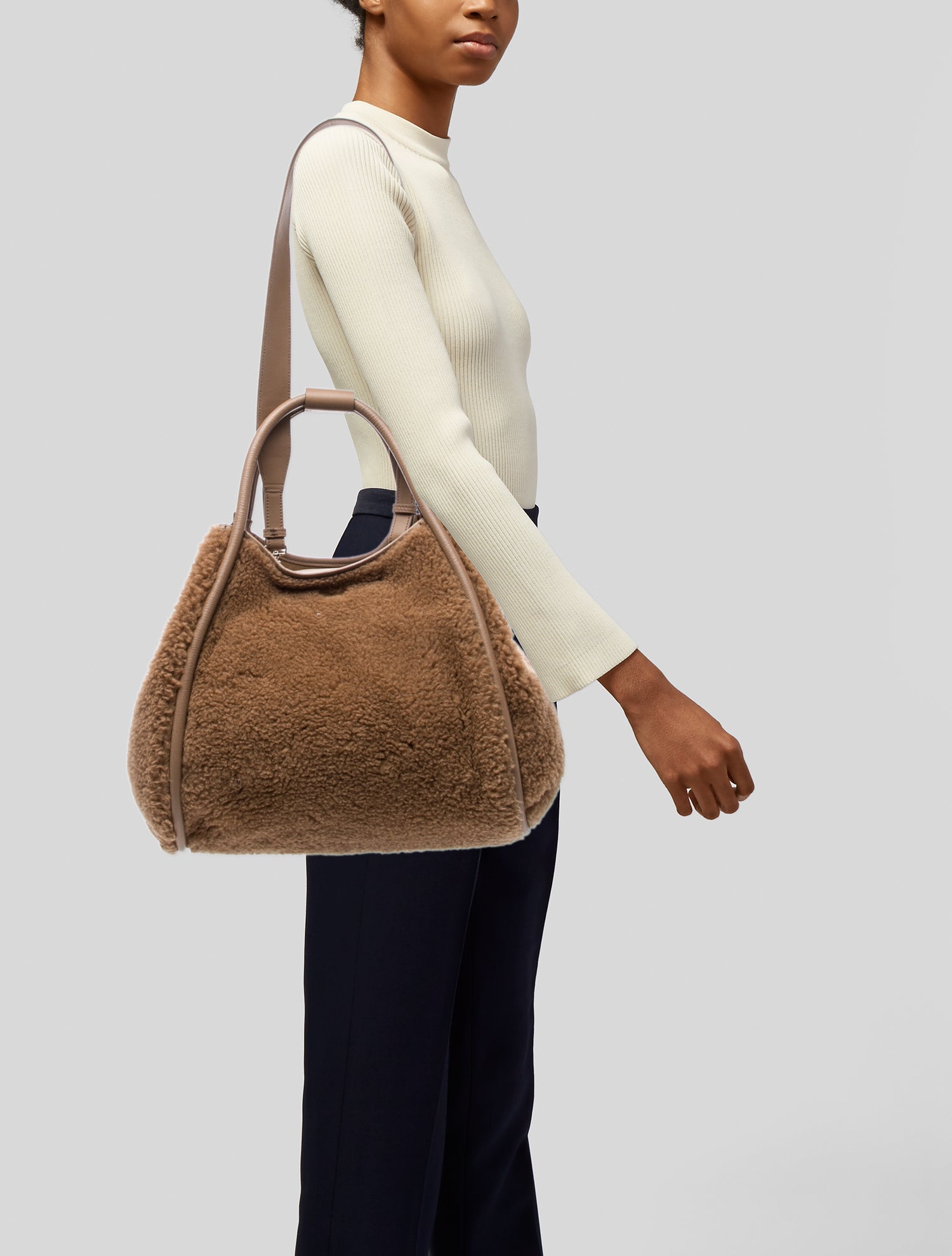 Max Mara Shearling Top Handle Bag w/ Tags