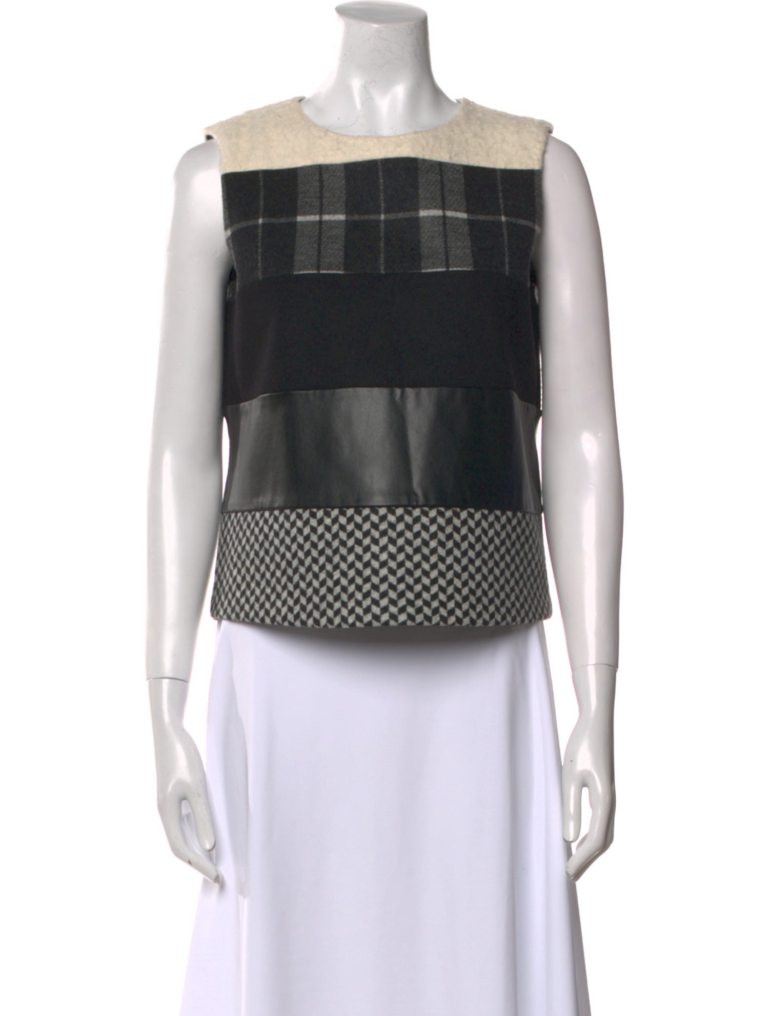 Max Mara Virgin Wool Plaid Print Crop Top