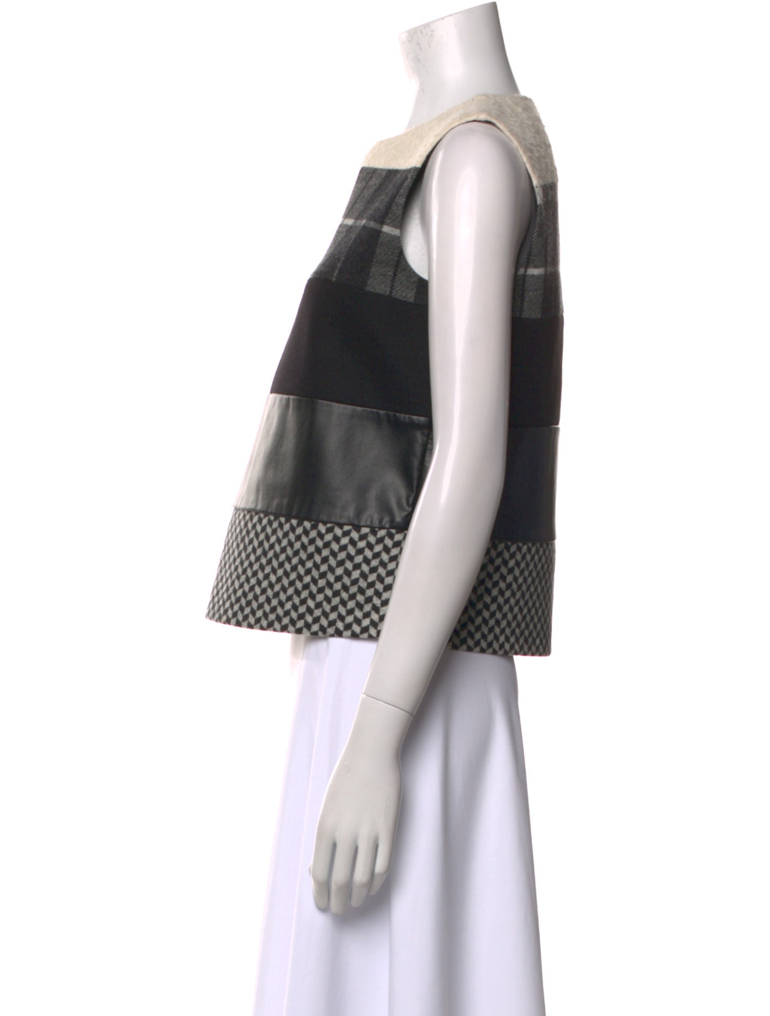 Max Mara Virgin Wool Plaid Print Crop Top