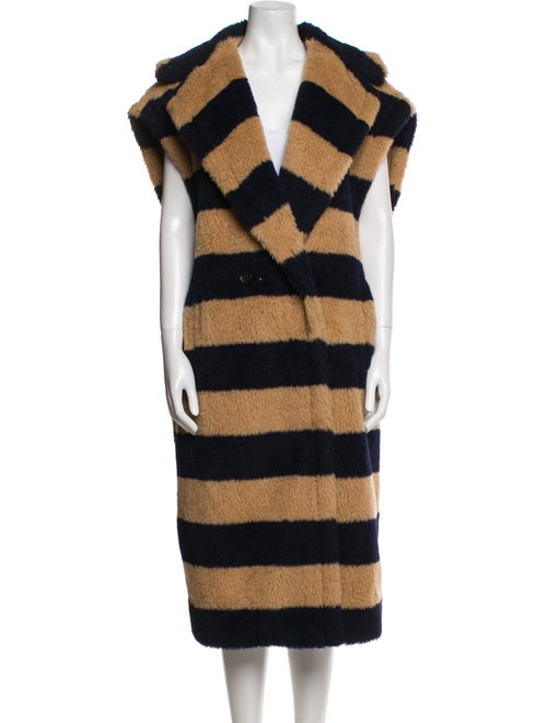 Max Mara Alpaca Striped Faux Fur Coat