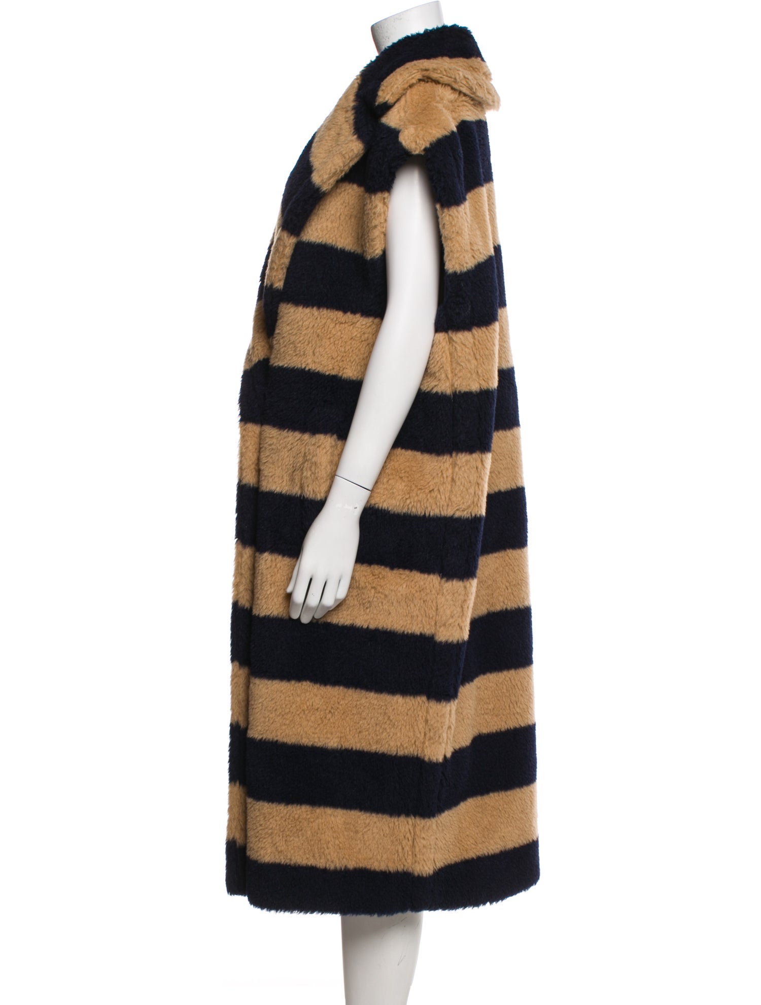 Max Mara Alpaca Striped Faux Fur Coat
