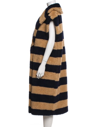 Max Mara Alpaca Striped Faux Fur Coat