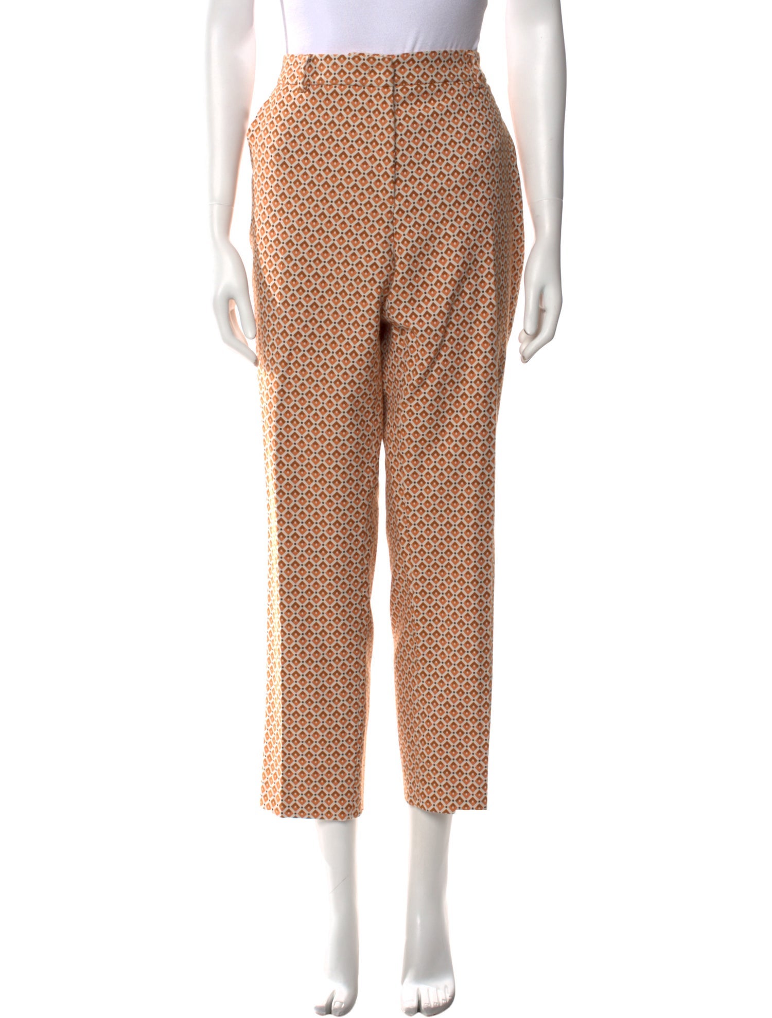 Max Mara Plaid Print Straight Leg Pants