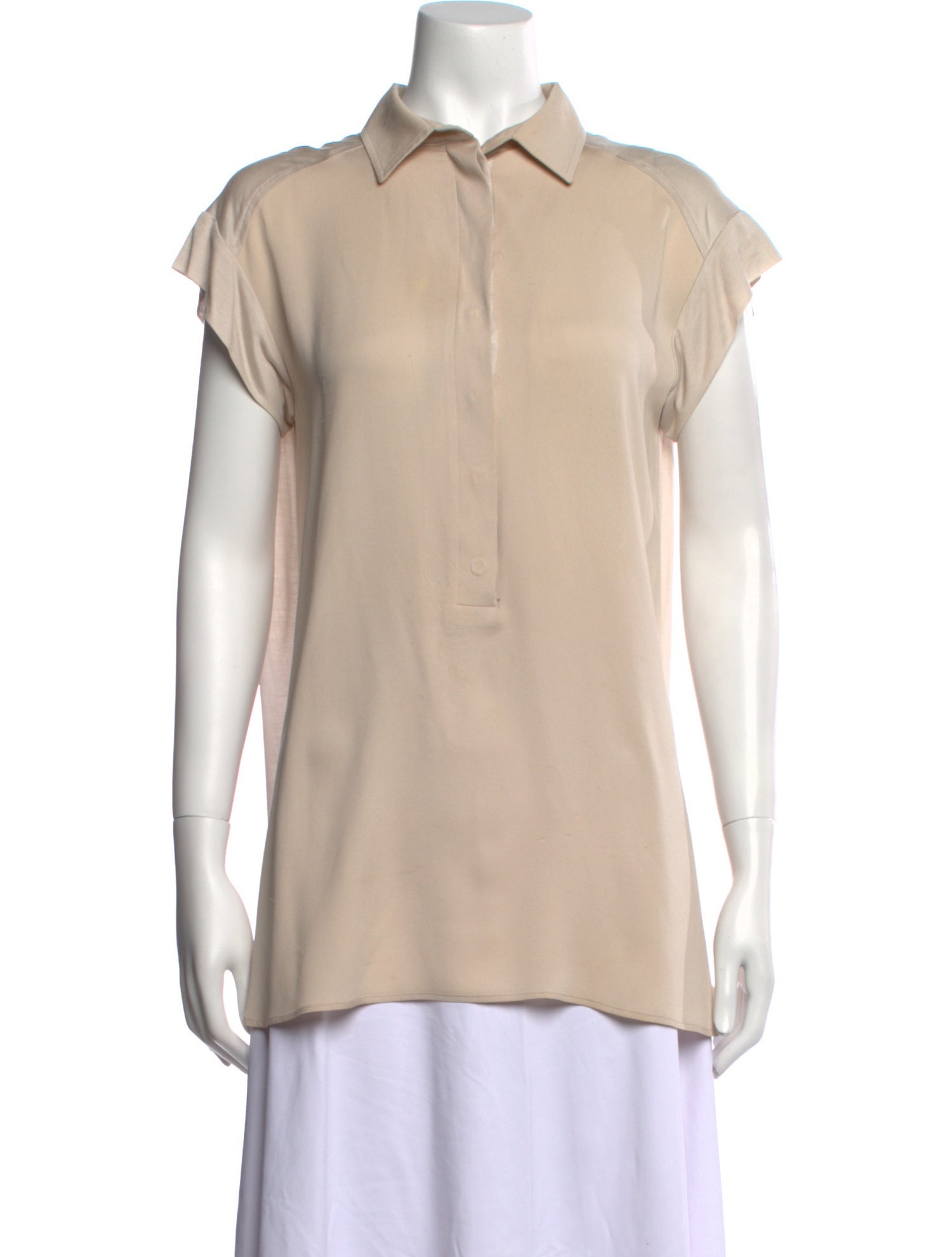 Max Mara Silk Short Sleeve Button-Up Top
