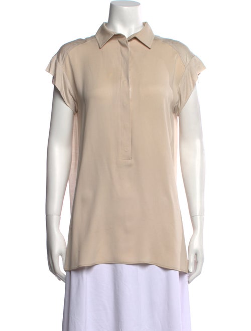 Max Mara Silk Short Sleeve Button-Up Top