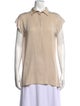 Max Mara Silk Short Sleeve Button-Up Top