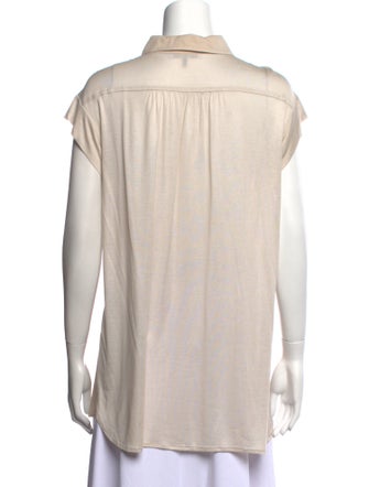 Max Mara Silk Short Sleeve Button-Up Top