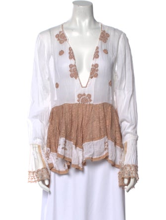 Max Mara Printed V-Neck Blouse