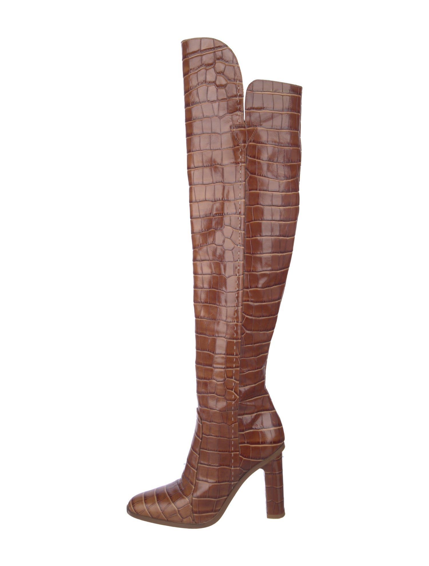Max Mara Embossed Leather Animal Print Boots