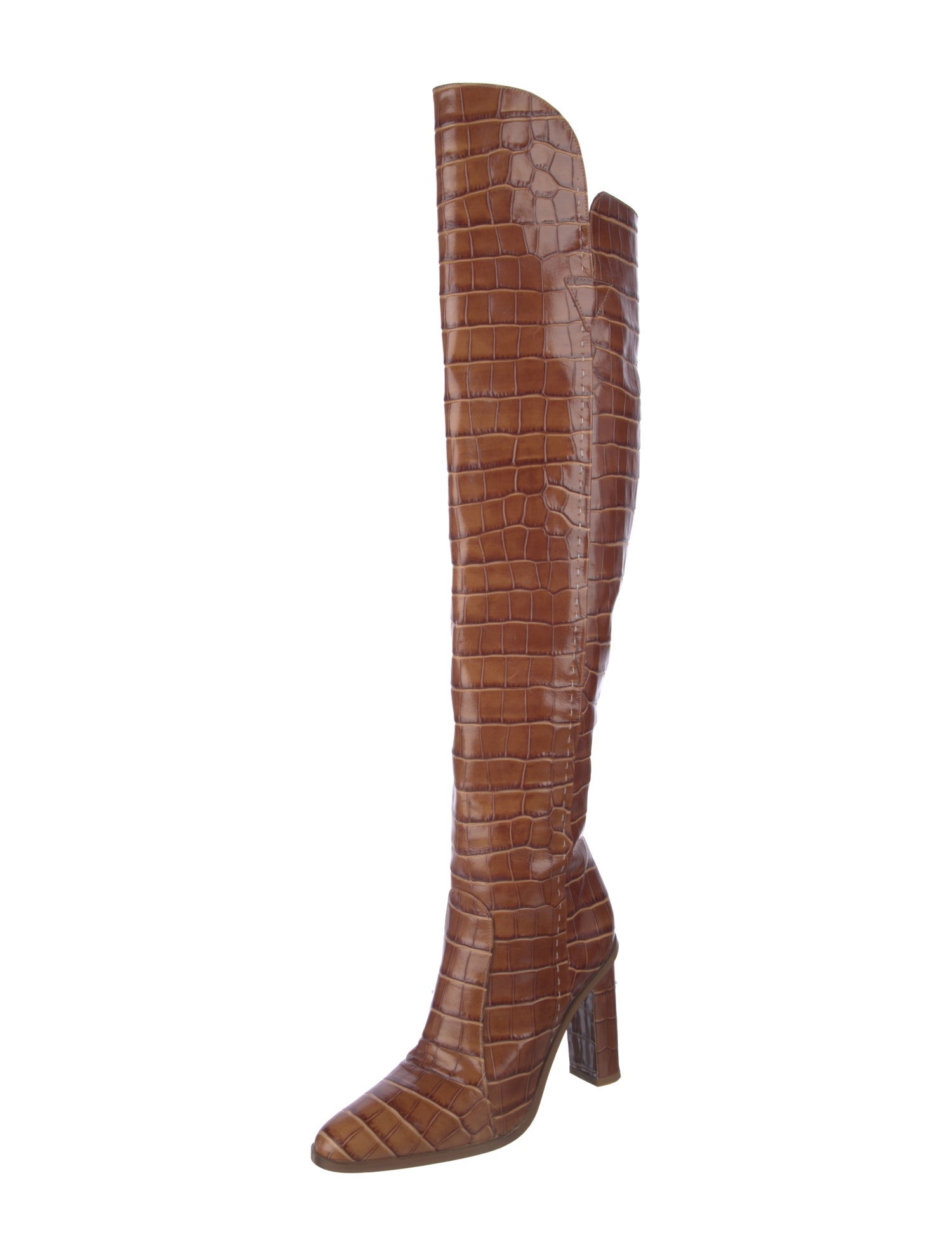 Max Mara Embossed Leather Animal Print Boots