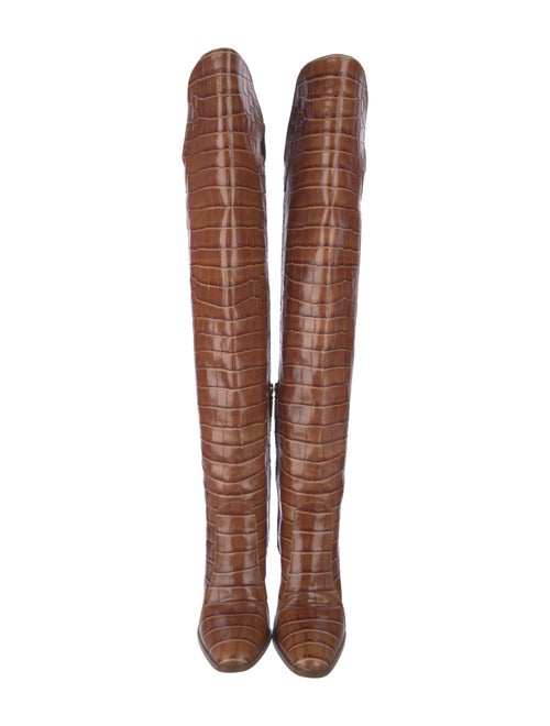 Max Mara Embossed Leather Animal Print Boots
