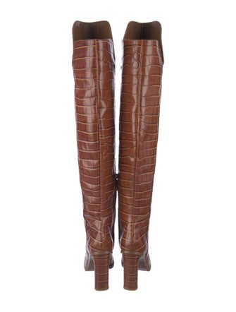 Max Mara Embossed Leather Animal Print Boots