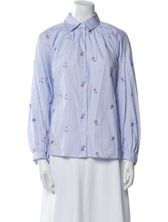 Max Mara Striped Long Sleeve Button-Up Top