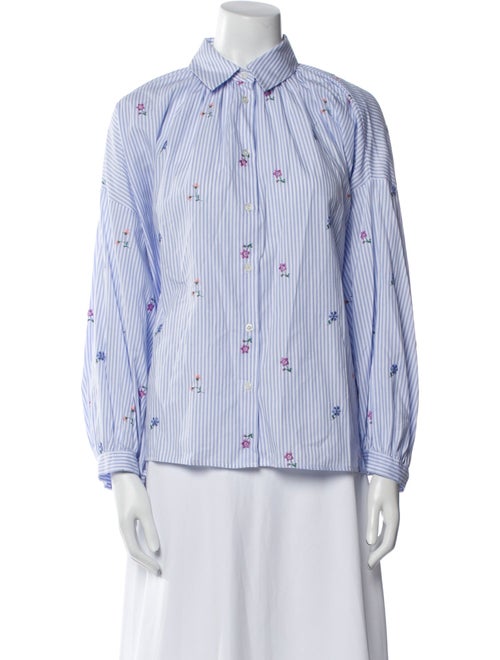 Max Mara Striped Long Sleeve Button-Up Top