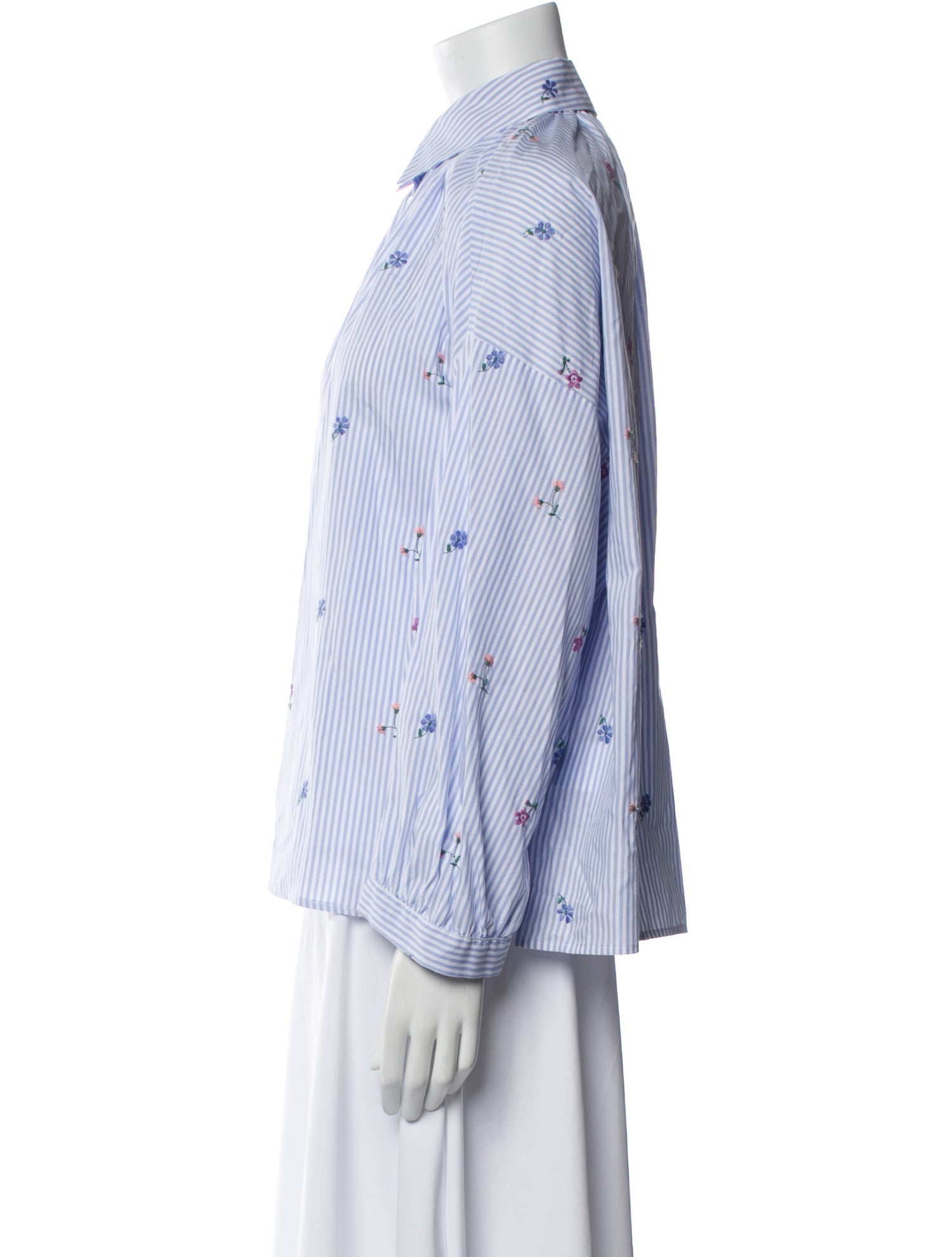 Max Mara Striped Long Sleeve Button-Up Top