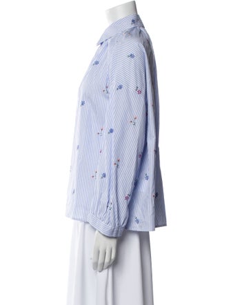 Max Mara Striped Long Sleeve Button-Up Top