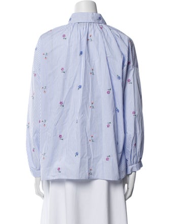 Max Mara Striped Long Sleeve Button-Up Top