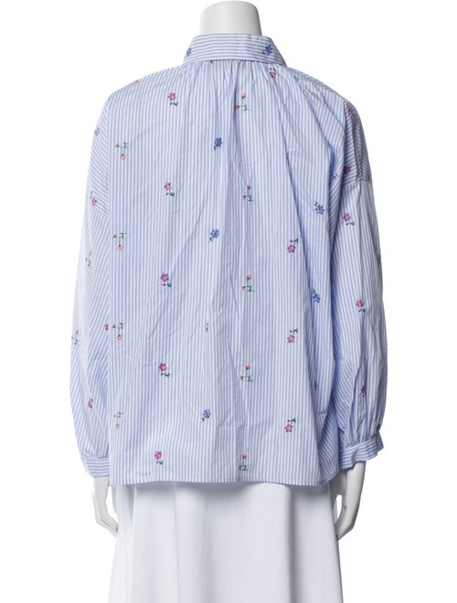 Max Mara Striped Long Sleeve Button-Up Top