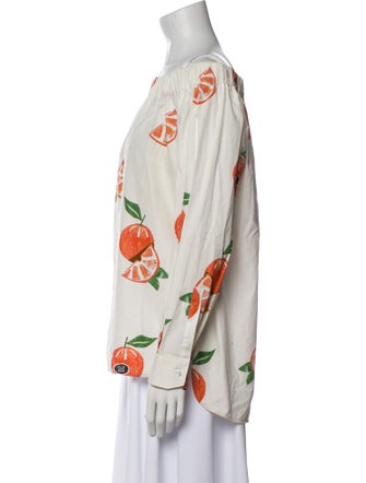 Max Mara Floral Print Off-The-Shoulder Blouse