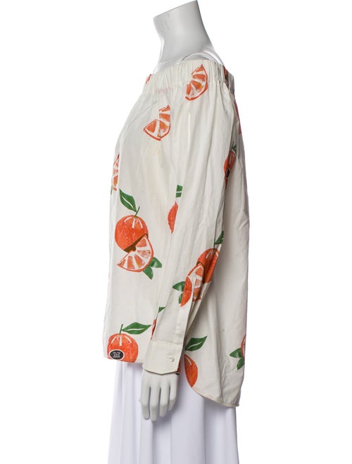 Max Mara Floral Print Off-The-Shoulder Blouse