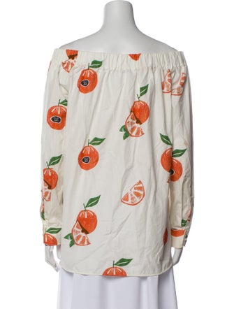 Max Mara Floral Print Off-The-Shoulder Blouse