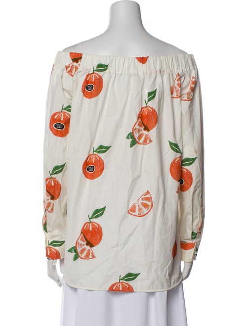 Max Mara Floral Print Off-The-Shoulder Blouse