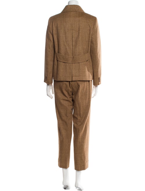 Max Mara Virgin Wool Plaid Print Pant Set