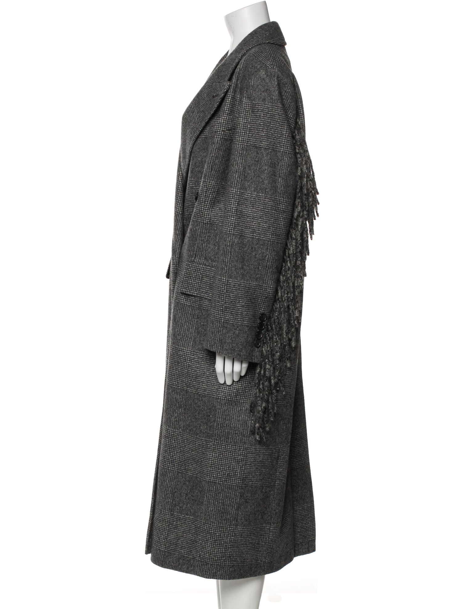 Max Mara Virgin Wool Plaid Print Peacoat