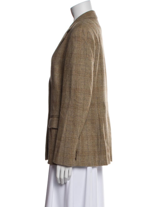 Max Mara Virgin Wool Plaid Print Blazer