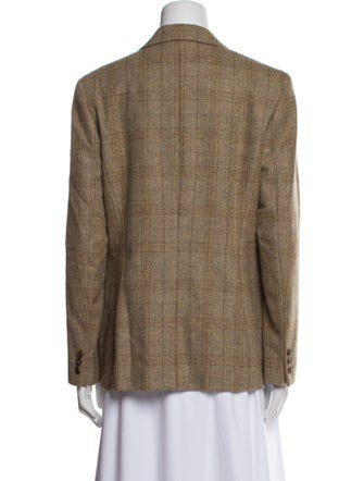 Max Mara Virgin Wool Plaid Print Blazer