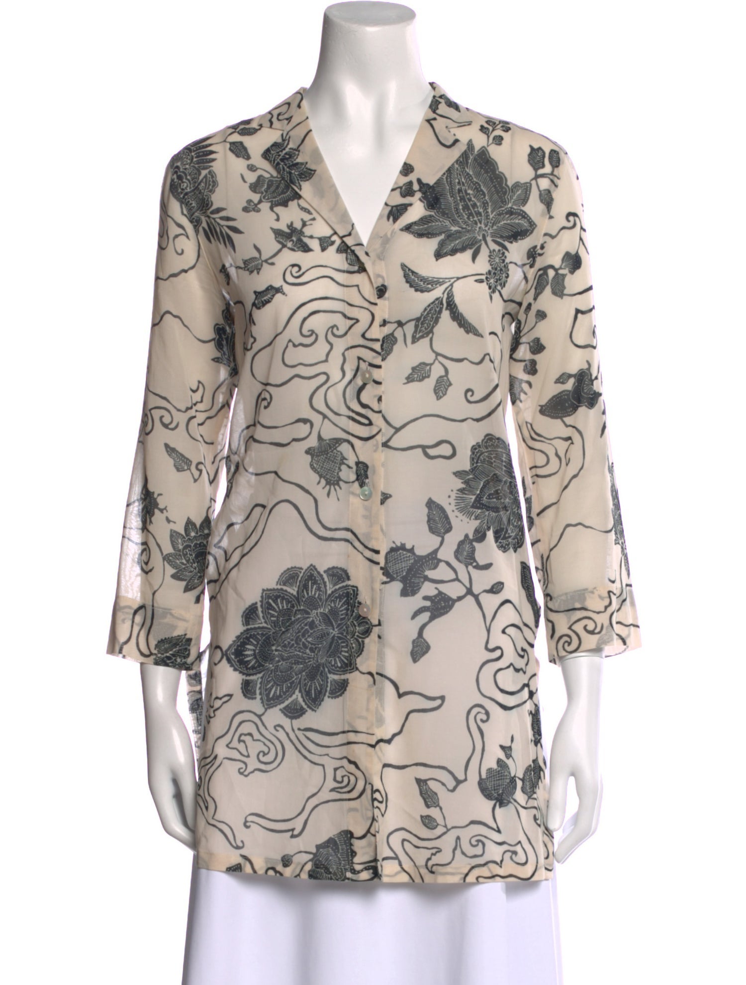 Max Mara Floral Print V-Neck Tunic