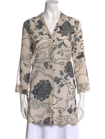 Max Mara Floral Print V-Neck Tunic