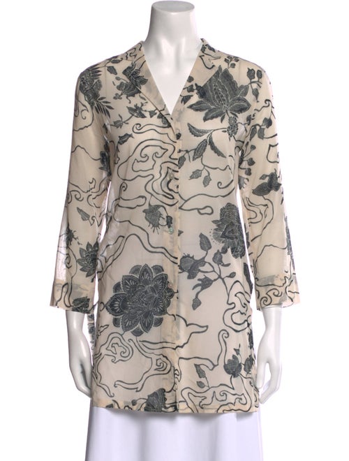 Max Mara Floral Print V-Neck Tunic