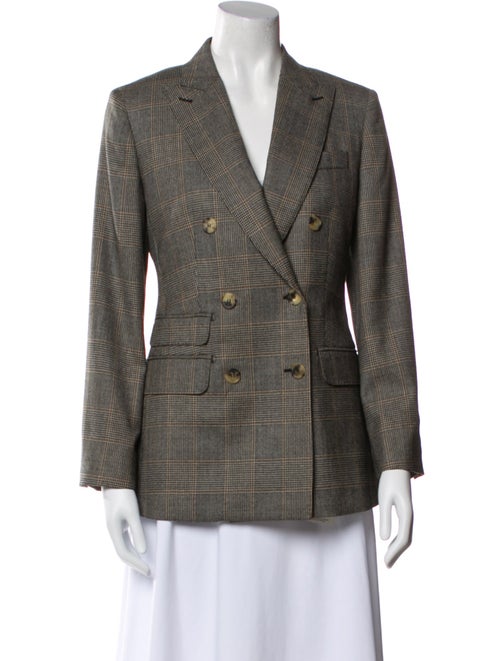 Max Mara Virgin Wool Plaid Print Blazer