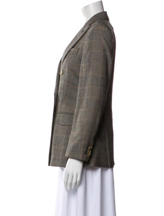 Max Mara Virgin Wool Plaid Print Blazer
