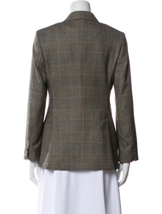 Max Mara Virgin Wool Plaid Print Blazer