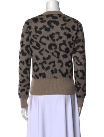 Max Mara Animal Print Crew Neck Sweater