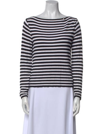 Max Mara Striped Bateau Neckline Top
