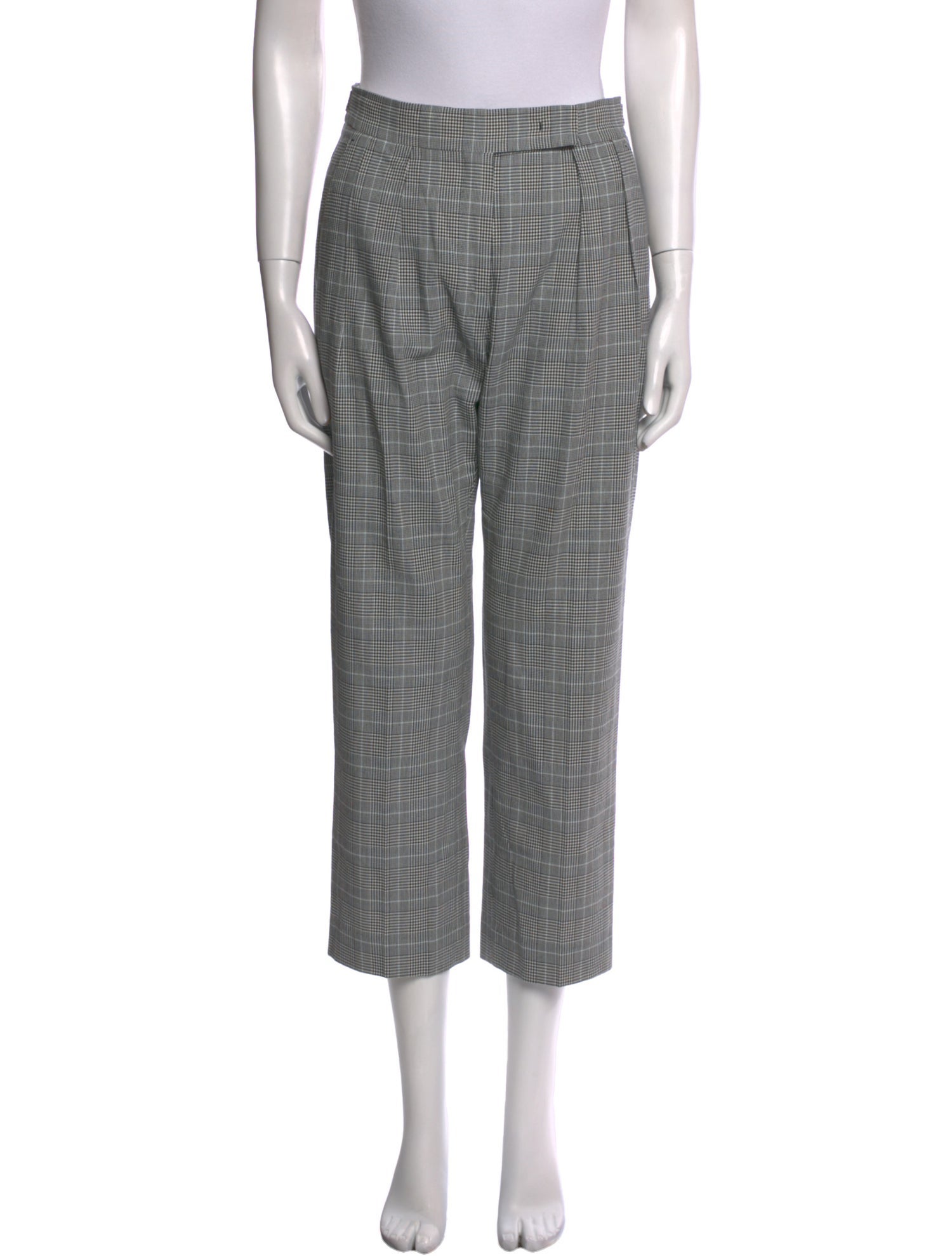 Max Mara Plaid Print Straight Leg Pants