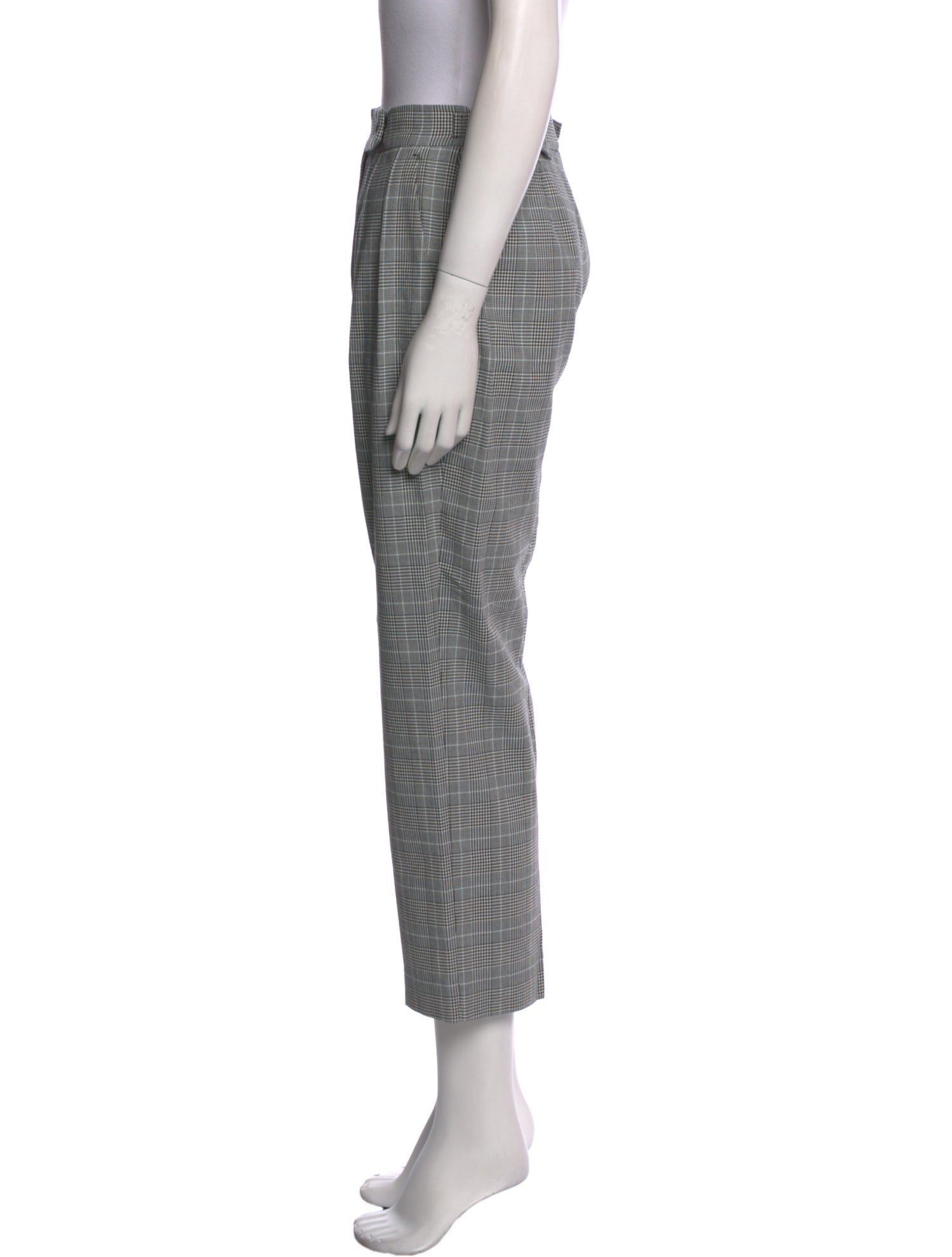 Max Mara Plaid Print Straight Leg Pants
