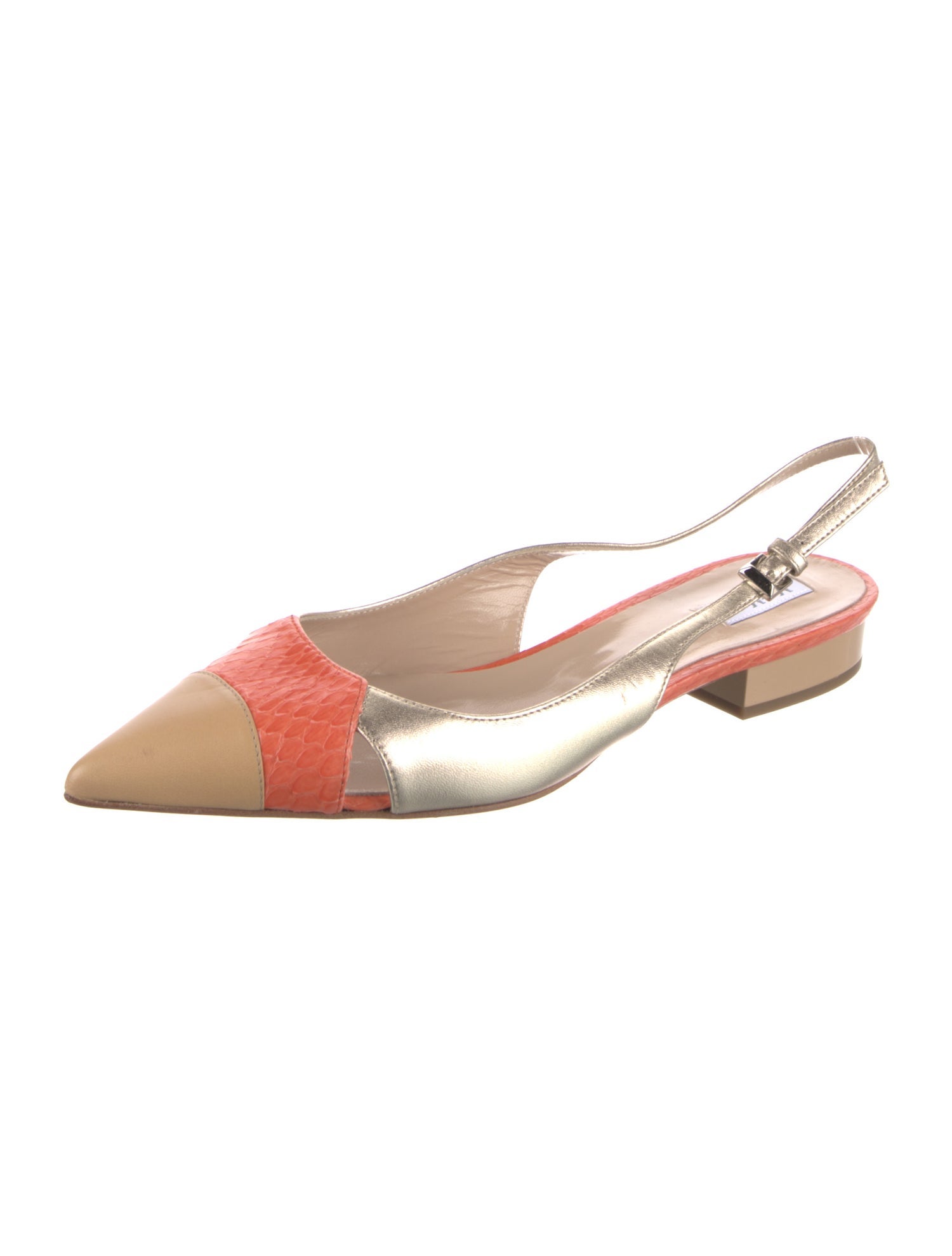 Max Mara Leather Colorblock Pattern Slingback Flats