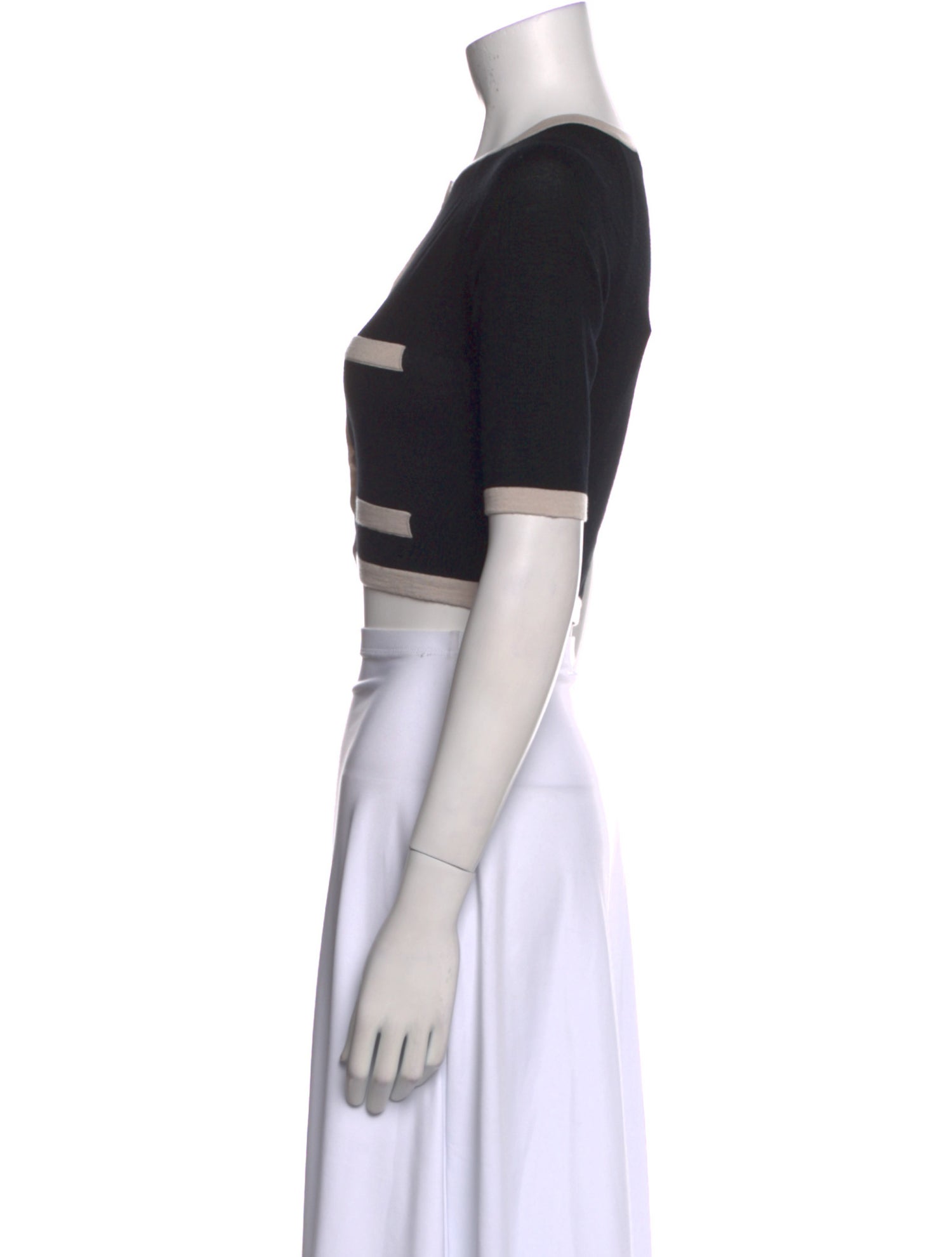 Max Mara Virgin Wool Colorblock Pattern Crop Top