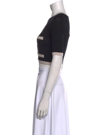 Max Mara Virgin Wool Colorblock Pattern Crop Top