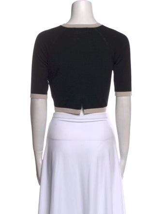 Max Mara Virgin Wool Colorblock Pattern Crop Top
