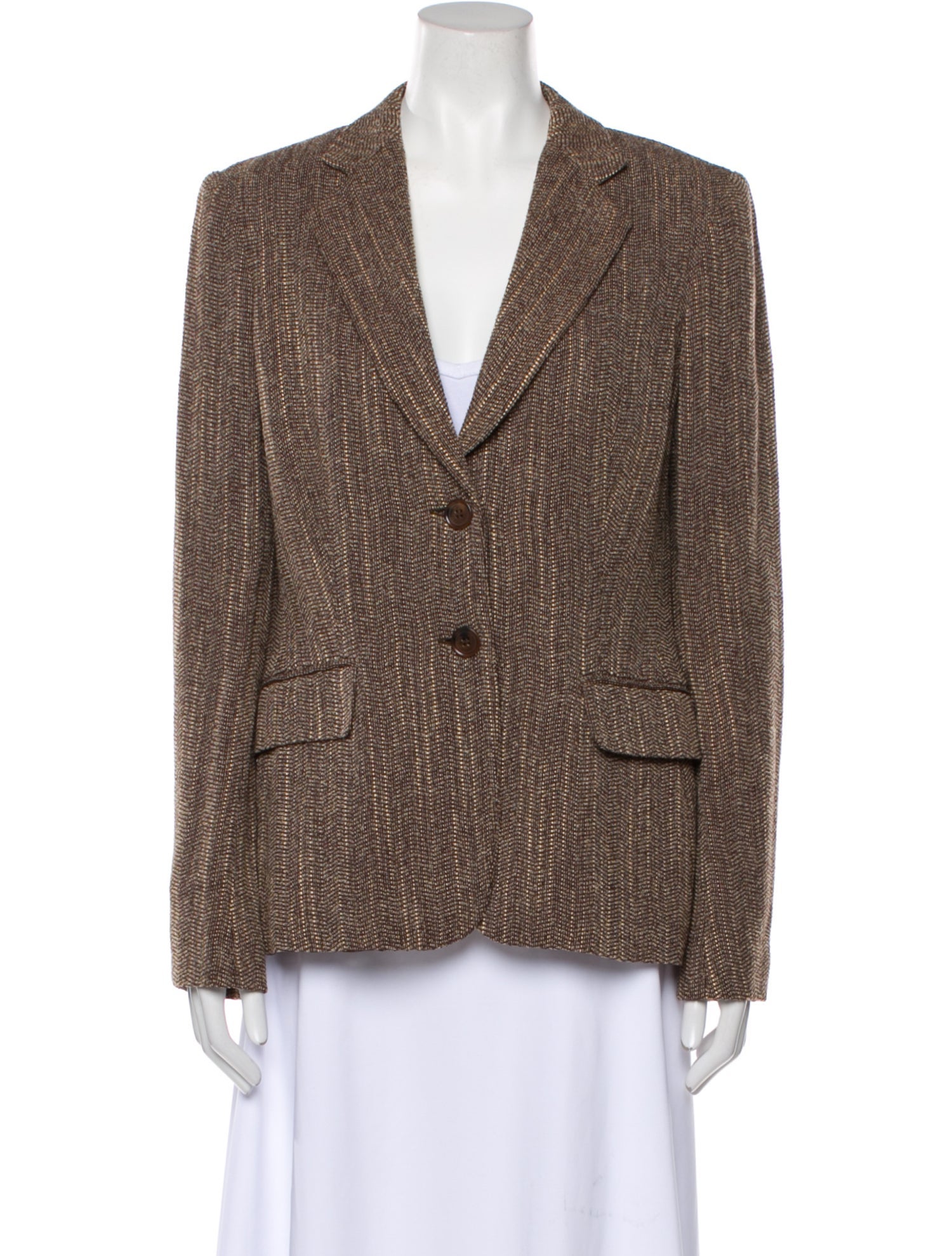 Max Mara Virgin Wool Plaid Print Blazer